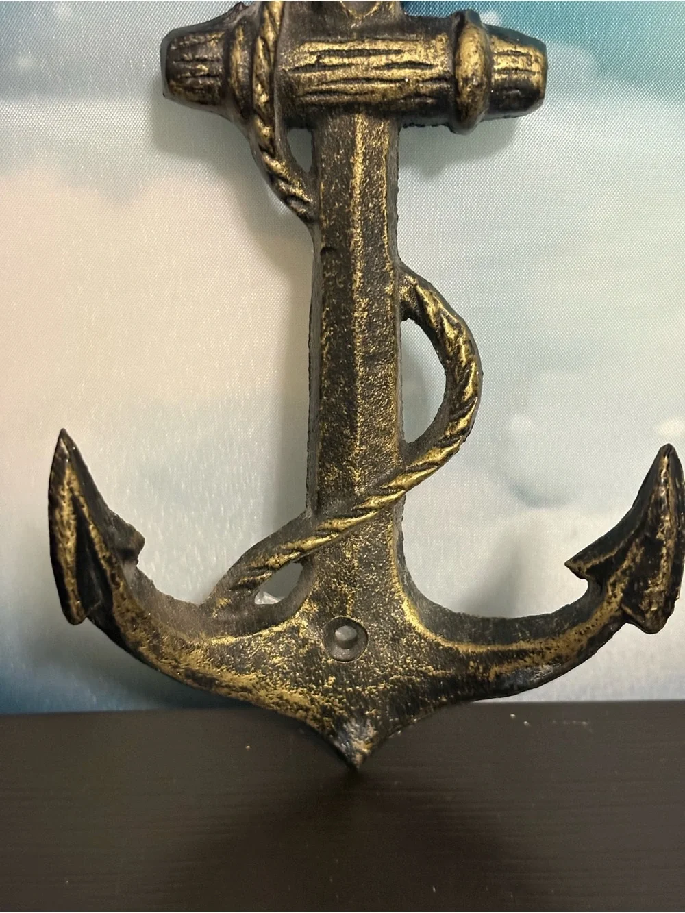 Vintage Nautical Anchor Hook Antique bronze finish cast iron. Preowned.